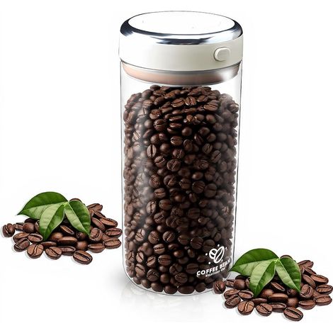 1700 ml luftdichte Kaffeedose aus Borosilikatglas mit Ventil  Behälter für Kaffeebohnen mit luftdichtem Silikonverschluss und Frischeanzeige bewahrt das Aroma von Kaffee, Tee und Nüssen. (1/5)