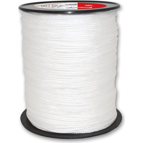 Corde Polypropylène Tressée Synthétique Résistance à la Rupture Indicative 40 kg Diamètre 1,5 mm Longueur 200 m Loisirs et Jardinage Blanc