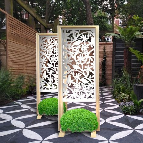 UCCELLINI - Paravent modulable - 70x190 cm - en bois et PVC - Couleur : blanc