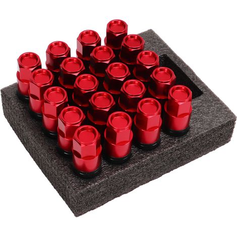 Lot de 20 boulons de roue à siège conique M14x1,5, écrous de roue coniques universels, accessoires automobiles rouges (1/5)