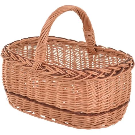 Petit panier à provisions en osier avec anse, 36 cm, panier tressé, naturel (1/5)
