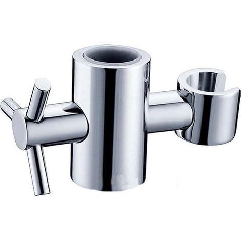 BEBUSINGOTO Soporte de repuesto para cabezal de ducha con barra deslizante - Altura y ángulo ajustables - Latón macizo - Plateado - 24 mm (1/4)