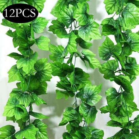 Artificial Plants Leaf Garland, 12 Packs for Hanging Plants Fake Vines Silk Ivy Leaves Greenery Garland (1/4)