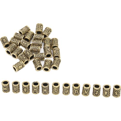 24 perles à barbe Viking en bronze, 24 motifs DIY en alliage zinc pour décorations capillaires (1/5)