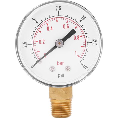 0-15 Psi 0-1 Bar Fuel Pressure Gauge Test for Water, Air, Oil, Gas with Brass Base (1/5)