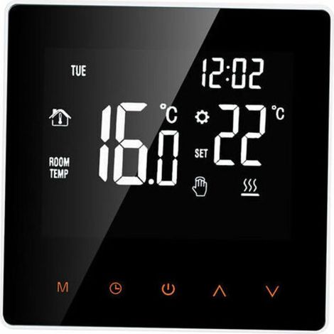 Thermostat intelligent eau / gaz Chaudiere numerique Regulateur de temperature ecran LCD tactile programmable Semaine Antigel Fonction de chauffe-eau Thermostat, Blanc, pas de WiFi (1/5)