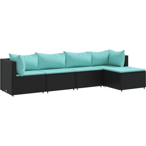Maison Exclusive - 5-tlg. Garten-Lounge-Set mit Kissen Schwarz Po