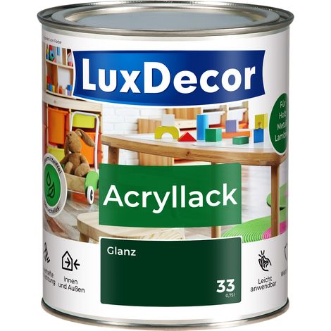 LUXDECOR Acryllack Holzfarbe Metall und Holz Lack Buntlack Glanz (33) Tropischer Wald - 0,75L
