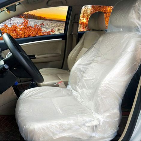 50 PCS Jetables Housse Siege Voiture Protection Siege Voiture, Imperméable Housse de Siege Voiture Jetables en Plastique pour Service de Réparation, Protege Siege Voiture 140 x 80 cm (Transparentes)-F (1/5)