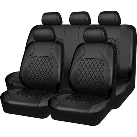 Housse de siège de voiture en cuir PU – Kit complet 9 pièces – Protection durable contre l'usure – Installation universelle rapide (1/5)