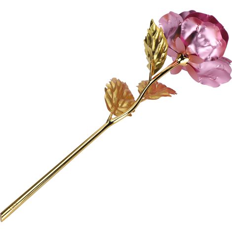 Cadeau de Saint-Valentin pour petite amie, épouse, meilleure amie, cadeau d'anniversaire pour fille, romantique et pratique, rose à la feuille d'or, emballage rose de luxe (1/5)