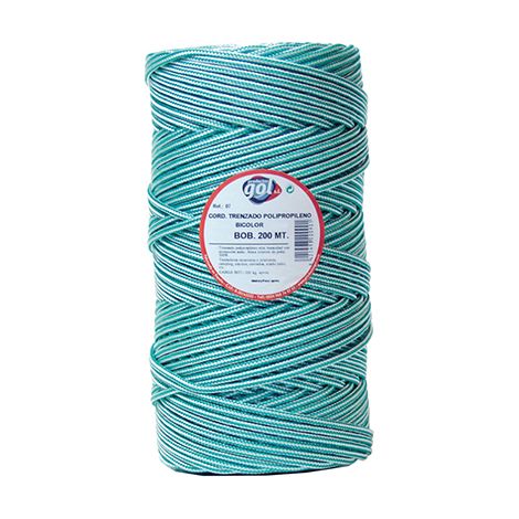 Rouleau de 200m de corde à linge tressée 5mm bicolore blanc/vert (1/2)