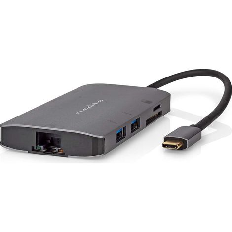 Adaptador de Múltiples Puertos USB  USB 3.2 Gen 1  USB-C™ Macho  Micro SD / RJ45 Hembra / Salida HDMI ™ / SD / USB-C™ Hembra / 3x USB-A Hembra  5 Gbps  0.20 m  Redondo  Chapado en oro  PVC  A