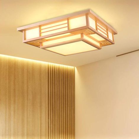 Japanische Deckenleuchte Holz Tatami Lampe LED dimmbare Deckenleuchte Wohnzimmer, Schlafzimmer Pendelleuchte (1/5)