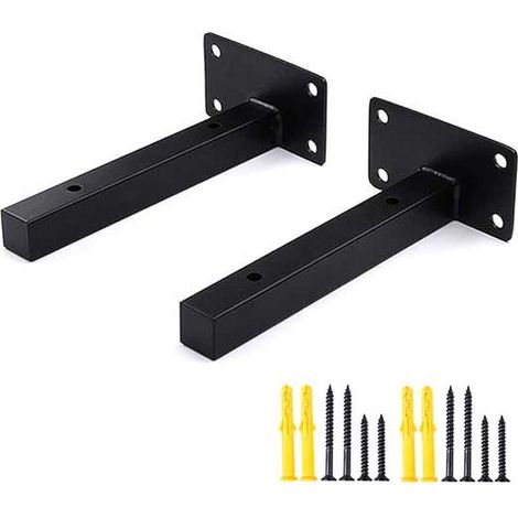 2 soportes de pared de acero inoxidable, soportes de estante vintage, estante de pared, zapatero, librería (1/5)