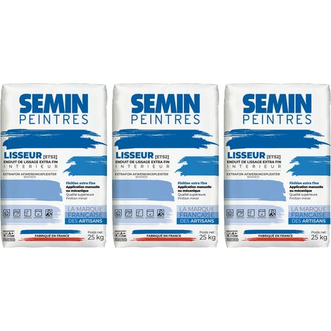 Enduit de Lissage Semin Lisseur ETS2, Intérieur, Poudre, sac de 25 kg, Lot de 3 (1/4)
