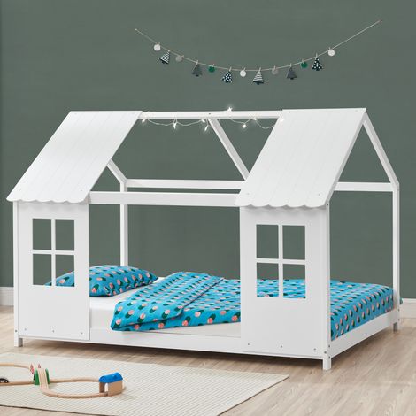Halboffenes Kinderbett Tostedt 90x200cm Weiß [en.casa]