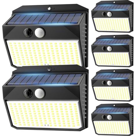 Lampe Solaire Exterieur, Lot de 6 Lumiere Solaire Exterieur avec Détecteur de Mouvement, 150LED Spot Solaire IP65 Etanche Lampe Solaire pour Jardin, Garage, Patio