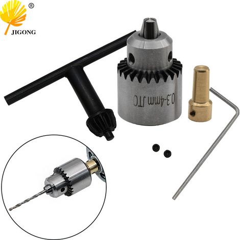 Jeu de 4 mandrins miniatures pour perceuse, diamètre 0,3-4 mm, comprenant un mandrin à trois mors pour éviter le glissement. (1/5)