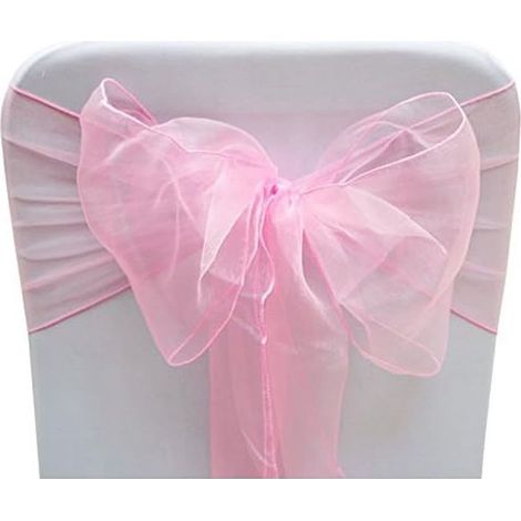 Lot de 10 nœuds décoratifs pour chaises, à nouer derrière le dossier, pour mariages, réceptions et banquets, rose clair (1/5)