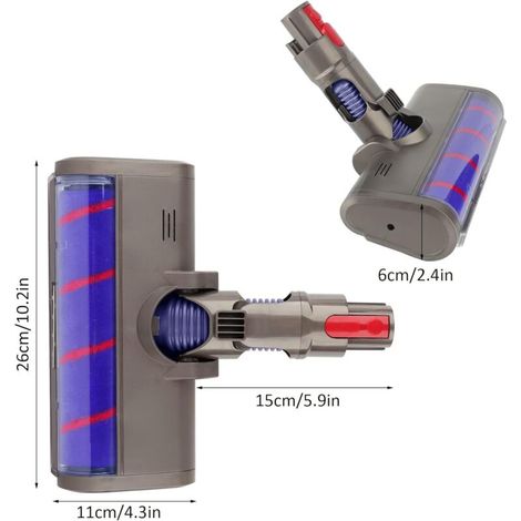 Tête de nettoyage à rouleau souple de rechange pour aspirateur balai sans fil Dyson V7 V8 V10 V11 SV10 SV11, fixation pour sol en bois dur avec dégagement rapide (1/4)