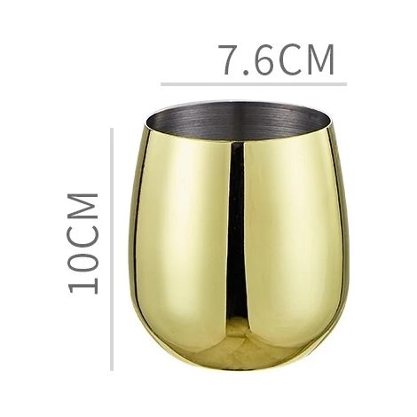 Verre à pied en acier inoxydable 304 (500 ml, doré), idéal pour le vin, les bars, les restaurants et la consommation à domicile.