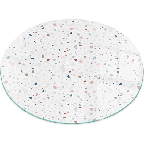 Plaque ronde de sol pour cheminée en verre trempé avec impression Motif avec petites formes Ronde fi 80 (1/5)