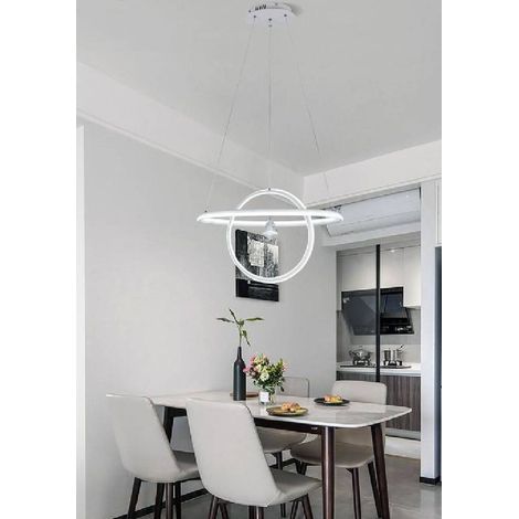 TrAdE Shop Traesio - Lampadario Led 70w Lampada 2 Anelli Cristallo Luce 6500k 3000k 4000k Moderno A52 - -Bianco Freddo -