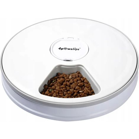 Distributeur automatique de croquettes pour animaux - 6 repas - Blanc - Solution innovante pour nourrir vos animaux de compagnie (1/5)