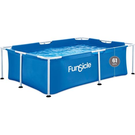 1 Piscine Tubulaire Rectangulaire, Structure Acier, Liner 3 Couches, Pour Jardin Famille