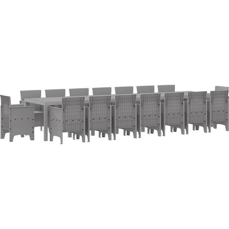 Maison Exclusive - Set da pranzo da giardino con cuscini 17 pz Grigio chiaro PP (1/5)