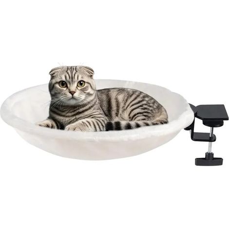Hamac pour chat à suspendre à la fenêtre, idéal pour un espace de travail de bureau (capacité de 9 kg). (1/4)