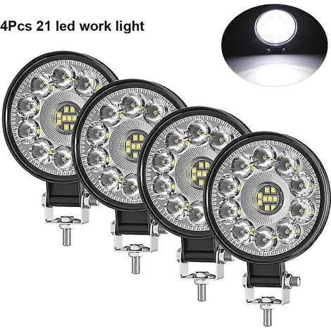 Barre LED 3 pouces 63 W (2/4/8 pièces) pour 4x4 tout-terrain, projecteur 12 V/24 V, phares de travail pour Jeep, camion, voiture, tracteur, SUV, quad, 4 x 21 LED. (1/5)