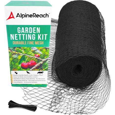 2m x 15m Filet de Jardin - Filet Anti-Oiseaux Noir - Protèger Les Plantes, Les Fruits, Les Arbres des Animaux - Filet en Maille Tissée Très Résistant, Réutilisable et Colliers de Serrage (1/5)