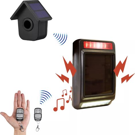 Alarme extérieure autonome sans fil longue distance (600m) - Détecteur de mouvements (solaire) + sirène solaire (DA600+)