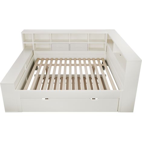 Cama con almacenaje 140x200 blanca con cama nido y puertos USB Tipo-C HOMVRA (1/5)