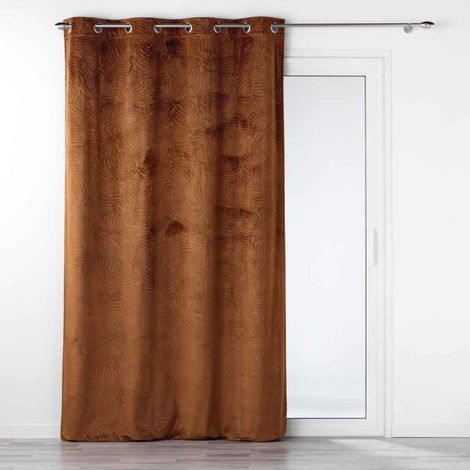 Paris Prix – Rideau occultant 140x240cm camel – 100% polyester – Texture velours en relief – Rideau à œillets pour occultation optimale (1/5)