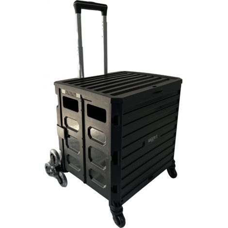 Secury-T – Chariot de course pliable 8 roues – Capacité 70 kg – Couvercle – Plastique résistant – Dimensions 37.5x40x33cm déplié