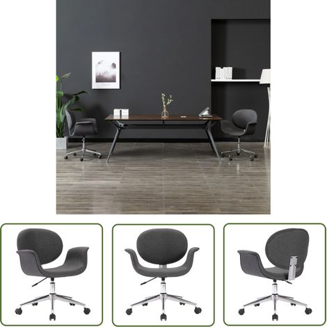 The Living Store Chaise pivotante à manger Gris Tissu - Chaises De Salle À Manger - Chaise Pivotante - Chaise Ergonomique - Chaise Contemporaine - Chaise Grise (1/5)