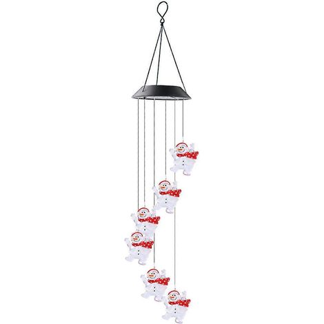 Saisonale und festliche Dekorationen, bunte, bruchfeste Solar-Weihnachtslichterkette mit sechs Schneemännern für den Außenbereich (Q) (1/5)
