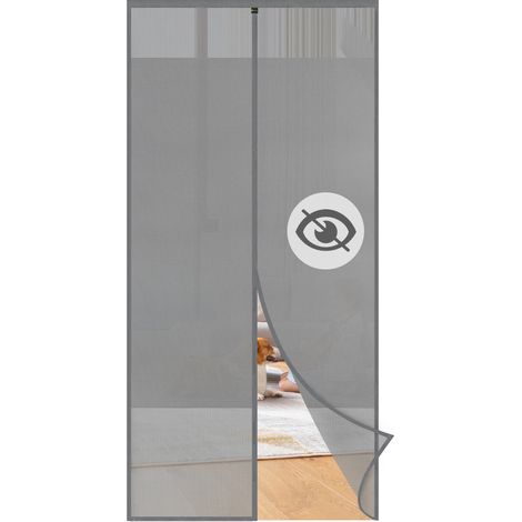 Sekey Sichtschutz Fliegengitter Tür Magnet Insektenschutz Magnetvorhang für Holz, Eisen, Aluminium Türen Fliegengitter Balkontür ohne Bohren Grau, 80x200cm