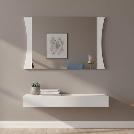 Miroir Diego, Miroir de salle de bain, 110x2h60 cm, Blanc brillant (1/4)