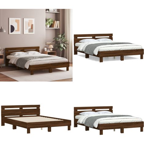 Cadre de lit sans matelas chêne marron 140x190 cm - Cadre De Lit - Lit Double - Lit En Bois - Lit Design - Literie - Home & Living (1/5)