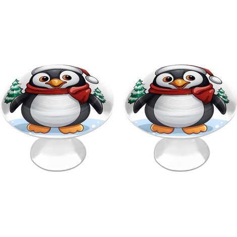 Poignées de placard Pingouin Noël, en acier inoxydable, rondes (1/5)