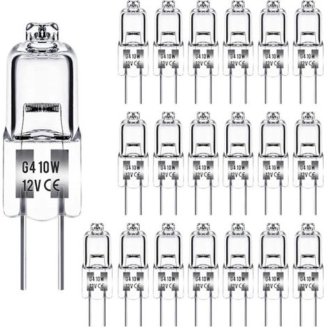 Ampoules halogènes G4 10 W 12 V - Lumière blanc chaud - Lot de 20 (1/5)