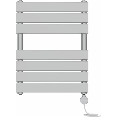 Prefilled Thermostatic Electric Flat Panel Heated Towel Rail Ladder Warmer Radiator Chrome 650x500mm (1/5)