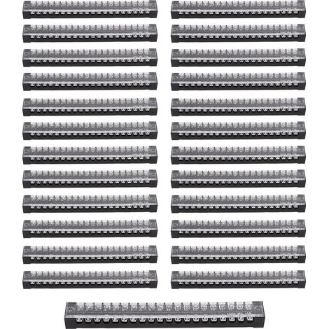 25 borniers à vis double rangée TB-1520L, 600 V, 15 A, 20 positions