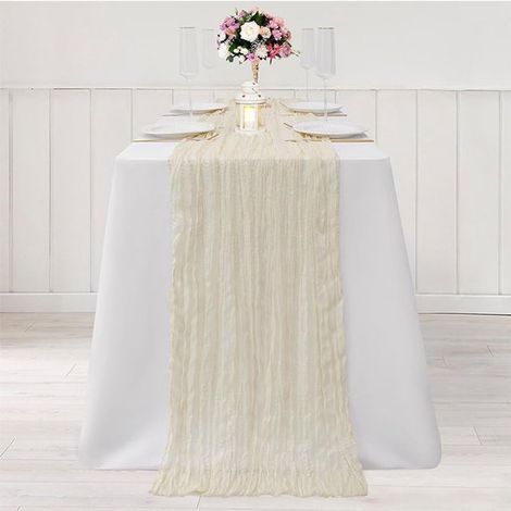 Camino de mesa estilo bohemio con tela de gasa,decoración de malla para la mesa de la cocina,90 x 180 cm (1/5)