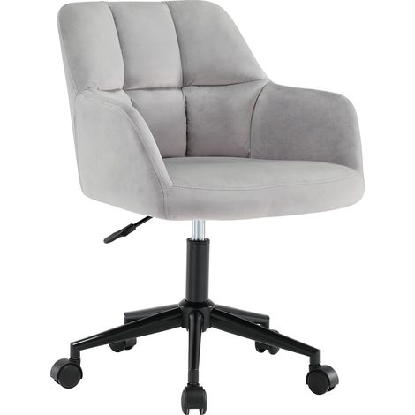 Wahson Office Chair in Velvet Upholstered Task Chair Height Adjustable Modern Swivel Desk Chair with Wheels for Home Office, Grey (1/5)
