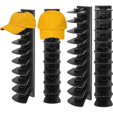 Set of 2 baseball cap holders, self-adhesive wall mount/screw fixing, holds up to 40 hats, removable clips for doors, closets, bedrooms